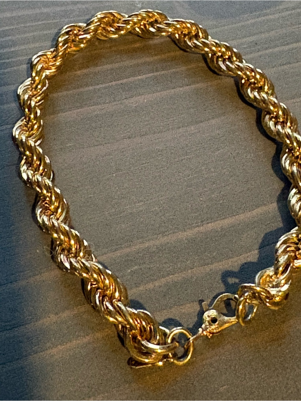 Vintage Monet Signed Gold Tone Rope Chain Bracelet Twisted Spiral Classic Clasp